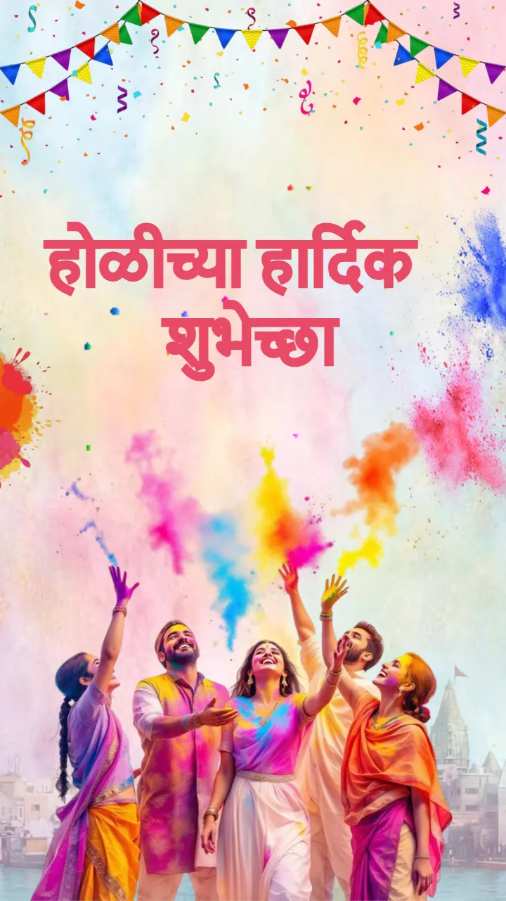 Animated Happy Holi Festival Status Video in Marathi 2026