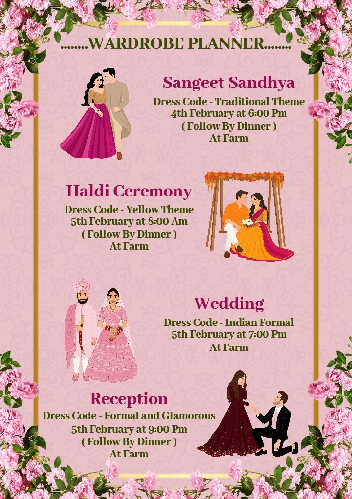 Traditional Wedding Itinerary Template with Ganesh Blessing