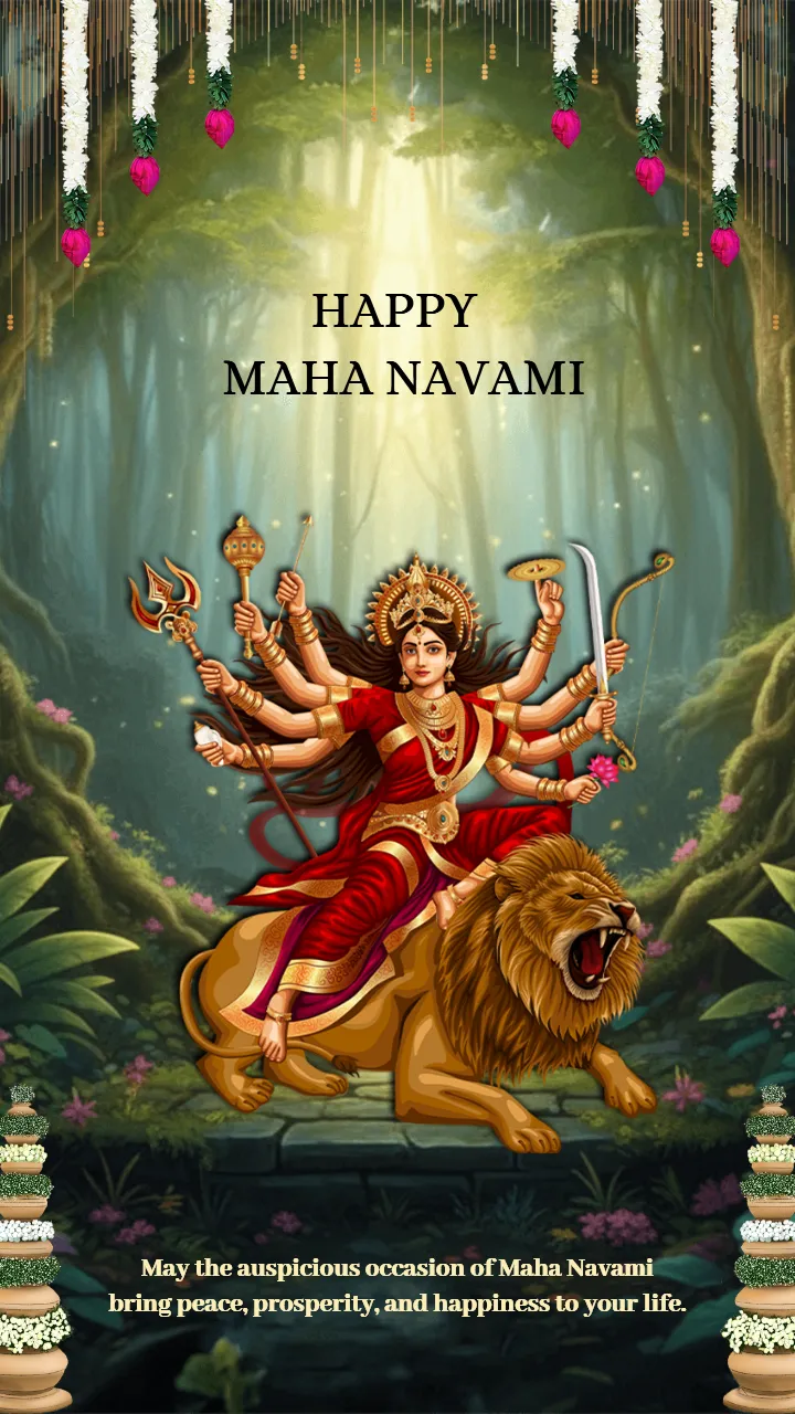 Maha Navami Status Video Card For Durga Maa Blessing