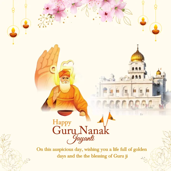 Golden Temple Gurunanak Jayanti Image with Divine Blessings