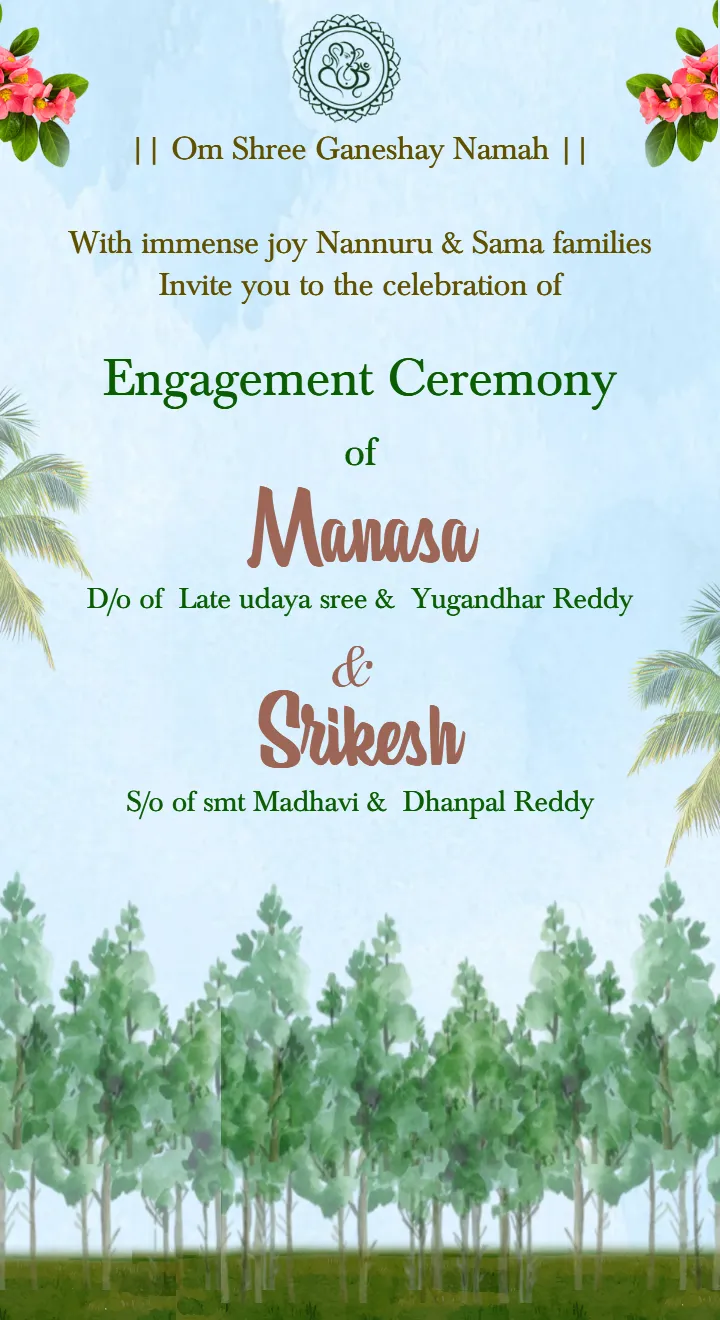 Engagement Invitation Design With Elegant Leafy Theme
