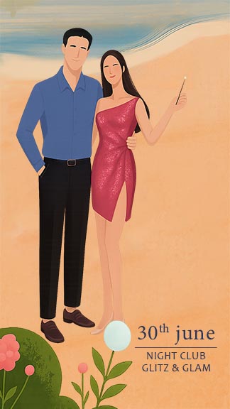 Stylish Wedding Invitation with Nature and Sky Theme