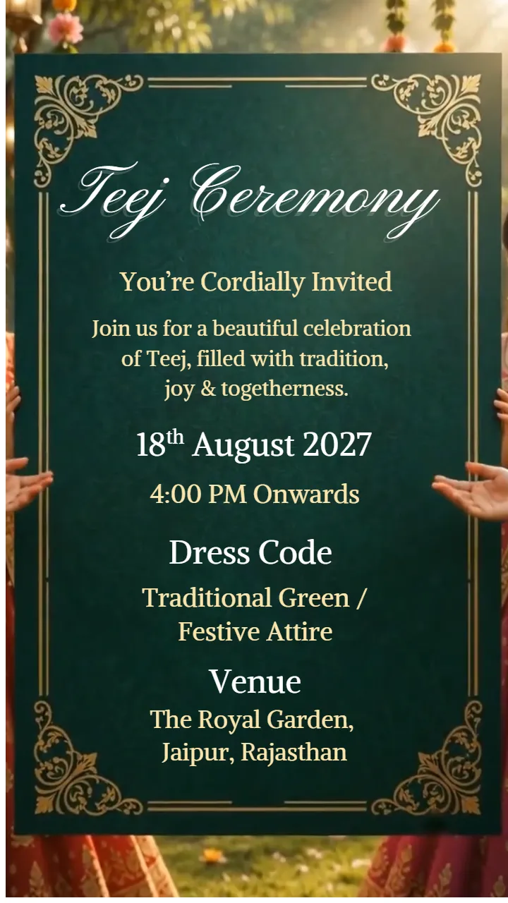 3D Teej Invitation Video Template Design