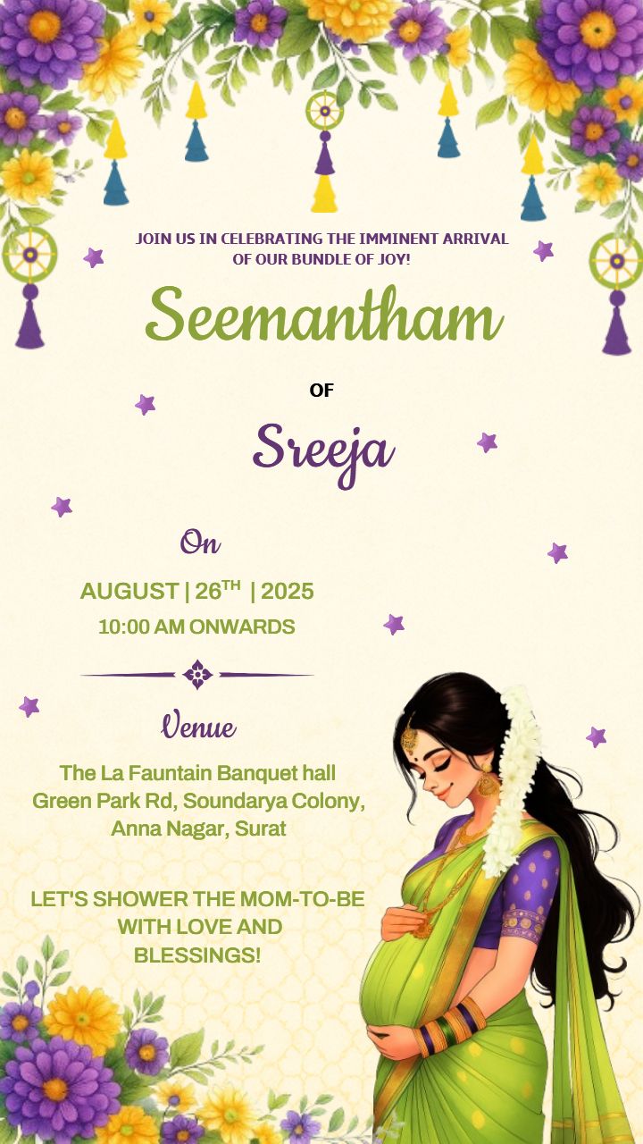 Seemantham Invitation Card Online for South Traditions