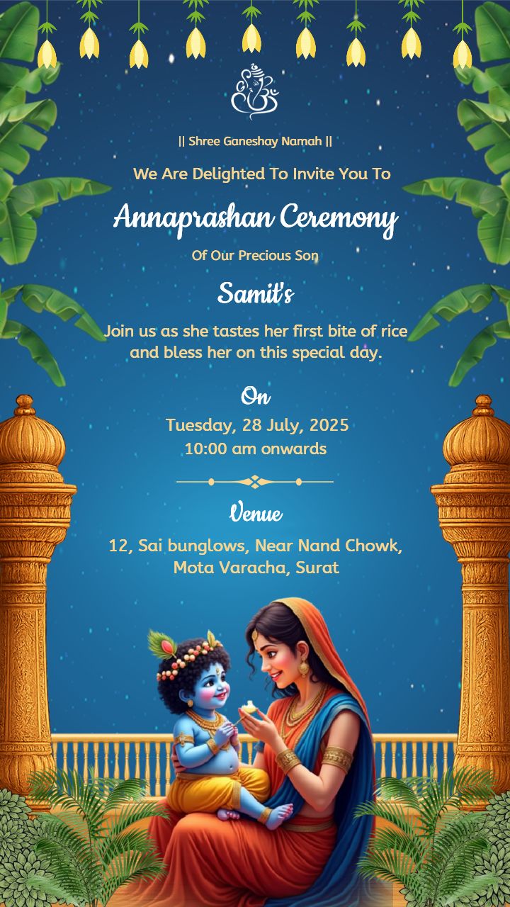 Traditional Annaprashan Card with Divine Touch