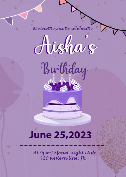 Girl Birthday Invitation Card