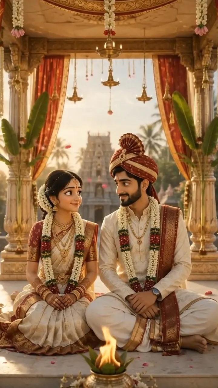 3D Wedding Invitation Video with Traditional Temple Theme