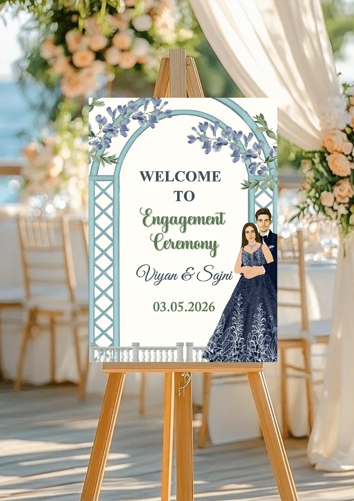 Dreamy Floral Engagement Welcome Board Design