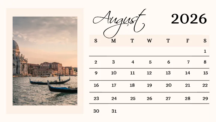 2026 calendar images with modern travel photo design