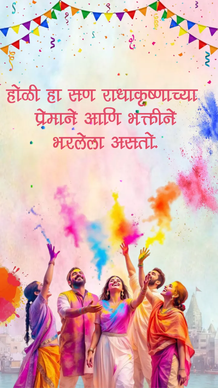 Animated Happy Holi Festival Status Video in Marathi 2026