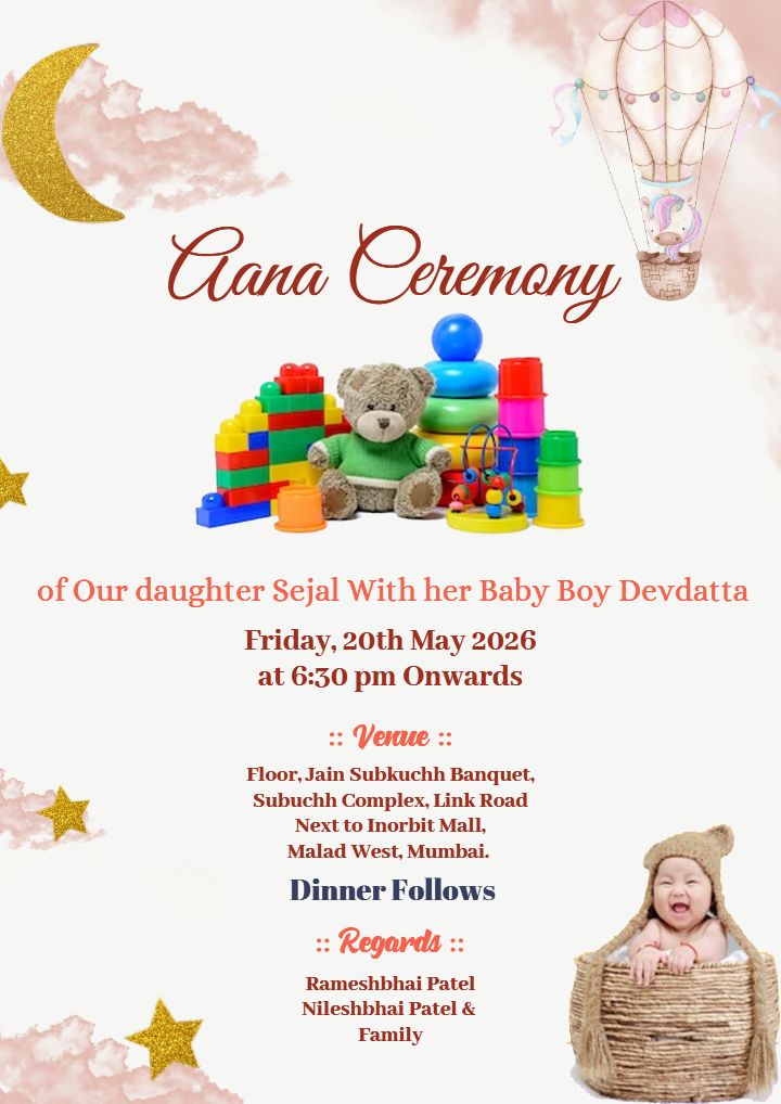 Baby Aana Ceremony Card Templates with Teddy Bear