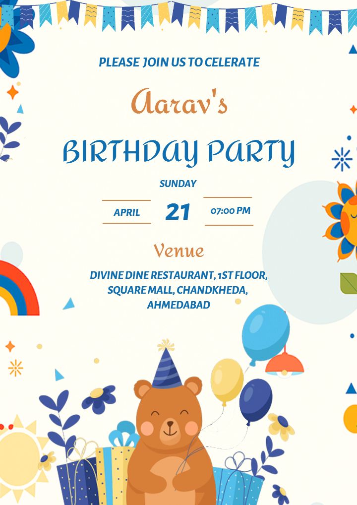 Playful Themed Birthday Invitation Party Template for Boys