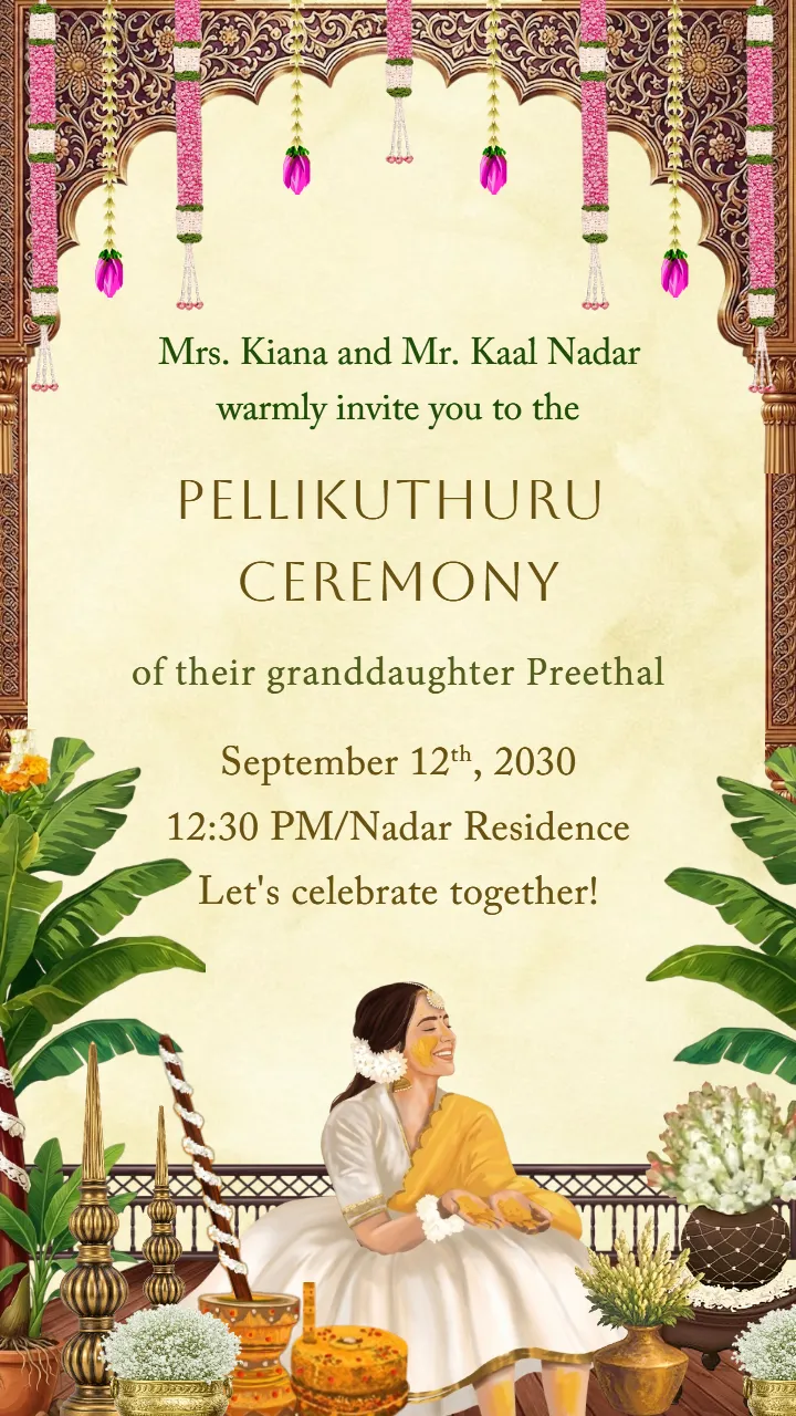 Elegant Pellikuthuru Ceremony Invitation Card Designs Now