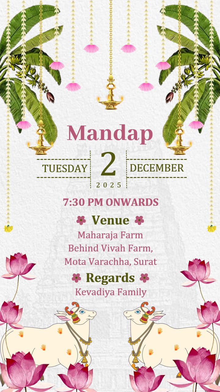Wedding Invitation Card with Colorful Background