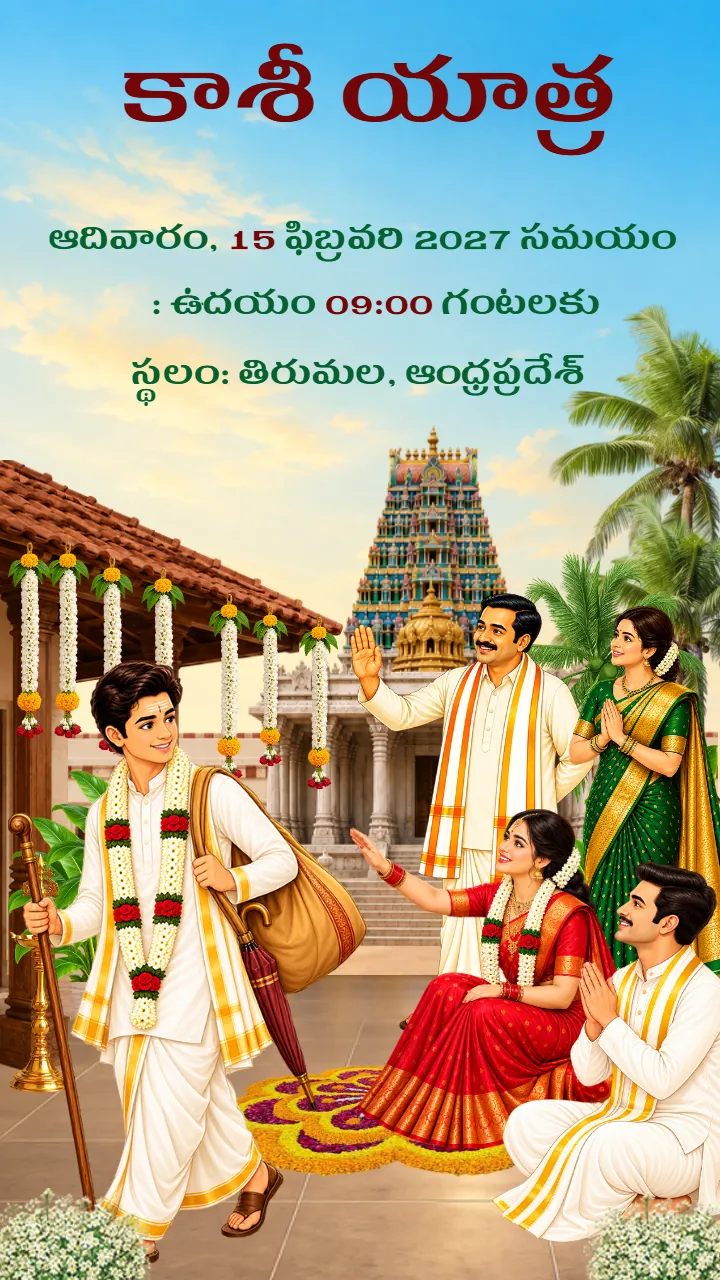 Telugu Wedding Invitation Video with Temple and Lotus Beauty
