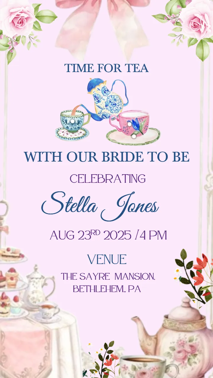 Tea Party Invitation Card Online Free Editable Template