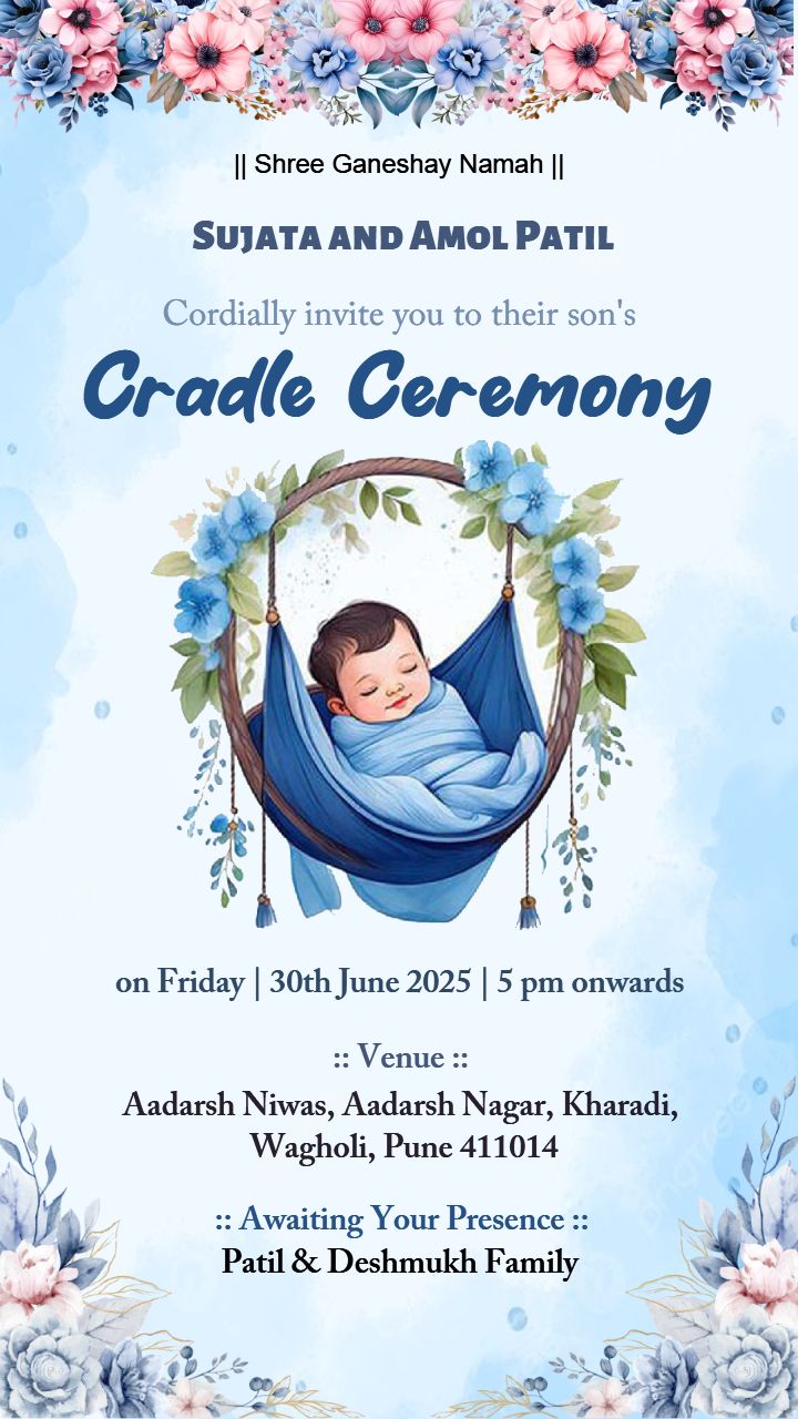 Online Cradle Ceremony Invitation Templates Baby Card