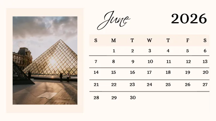 2026 calendar images with modern travel photo design