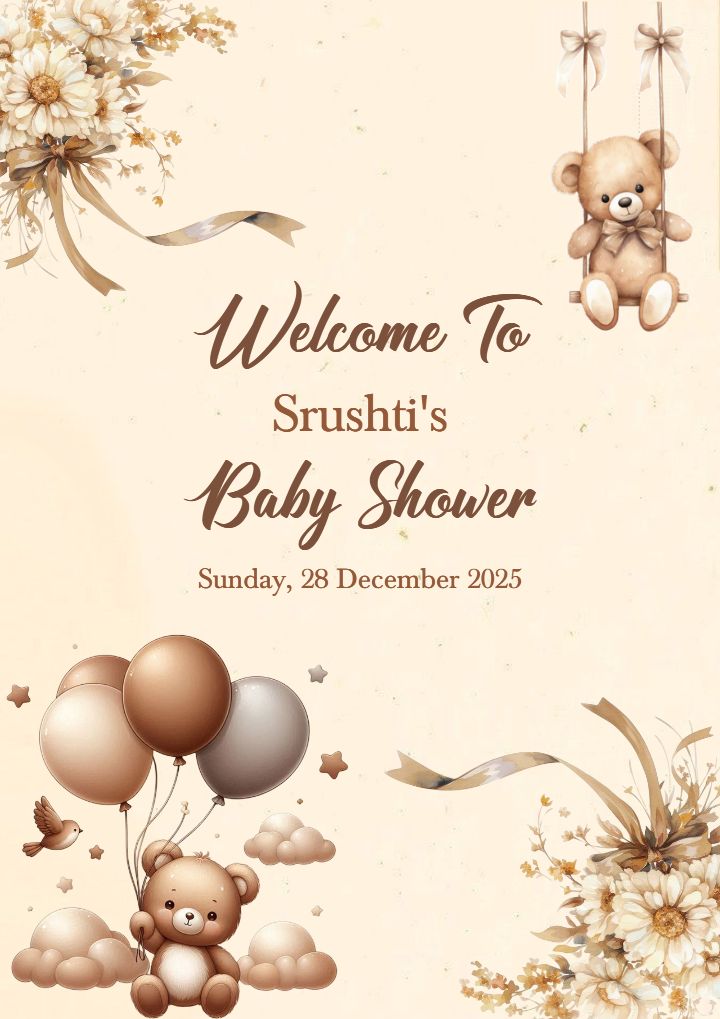 Adorable Entry Board For Baby Shower With Teddy Theme