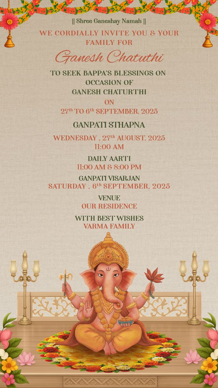 Ganpati Bappa Invitation Card Maker Online Free Download