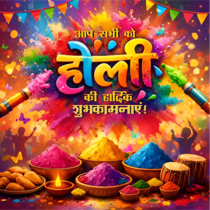 Happy Holi Wishes in Hindi Image Free Download 2026 Design