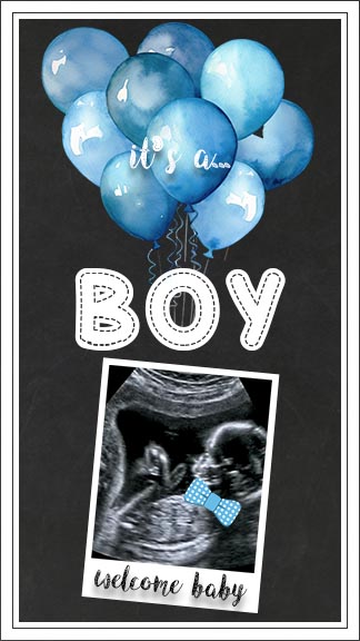 Welcome Baby Boy Card Template Blue Balloons and Cute Touch