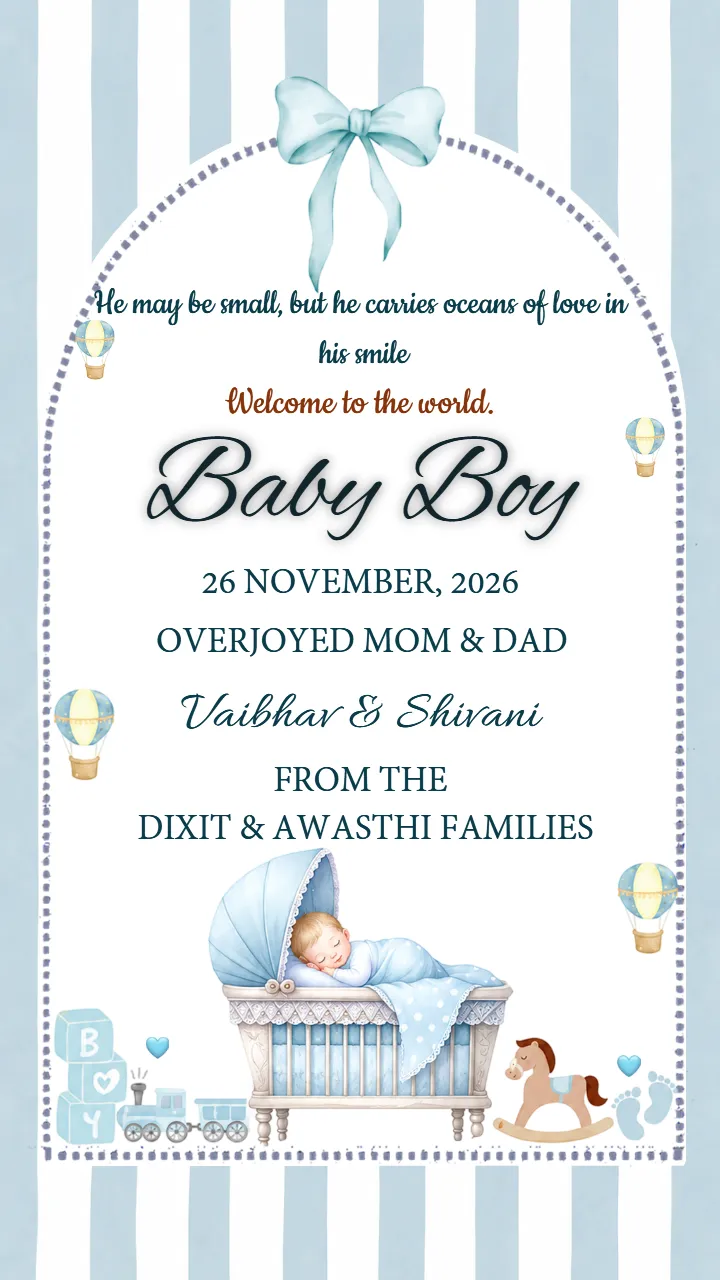 Baby Boy Gender Reveal Announcement for New Parents