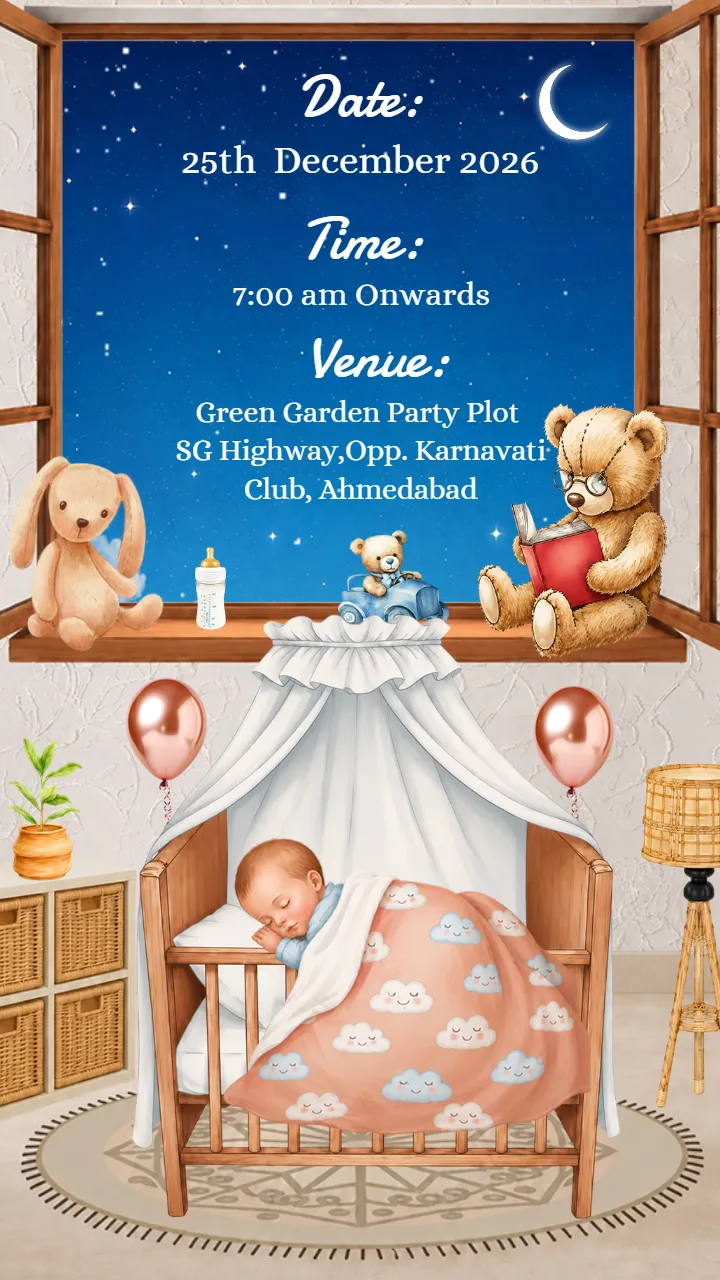 Chhathi Ceremony Invitation Card with Cute Baby Theme