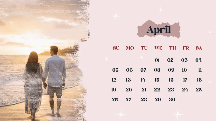 Calender Template For Romantic Couple Photo Memories