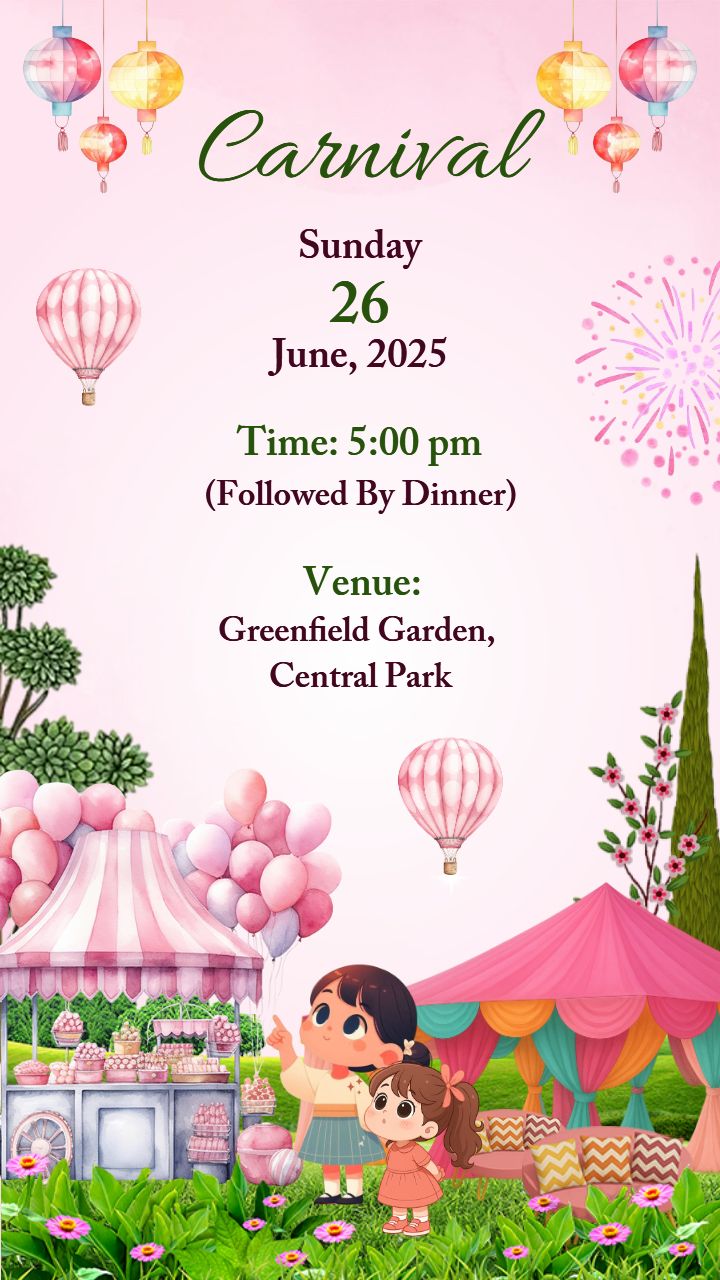 Carnival Invitation Card Online with Circus Theme