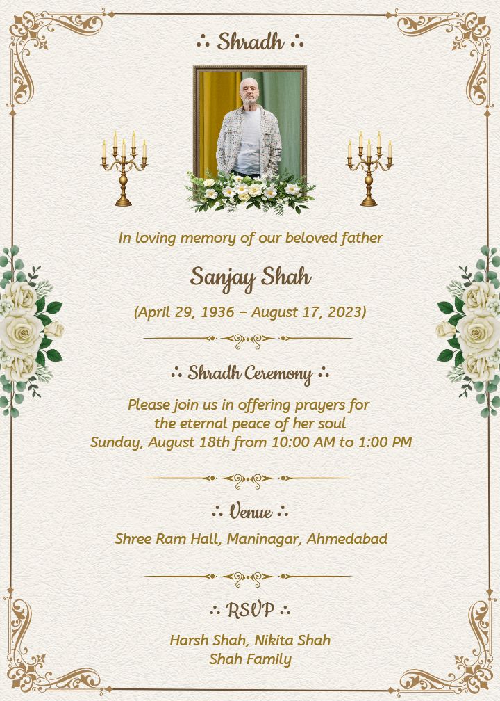 Shradh Card In English For Peaceful Ceremony Invite