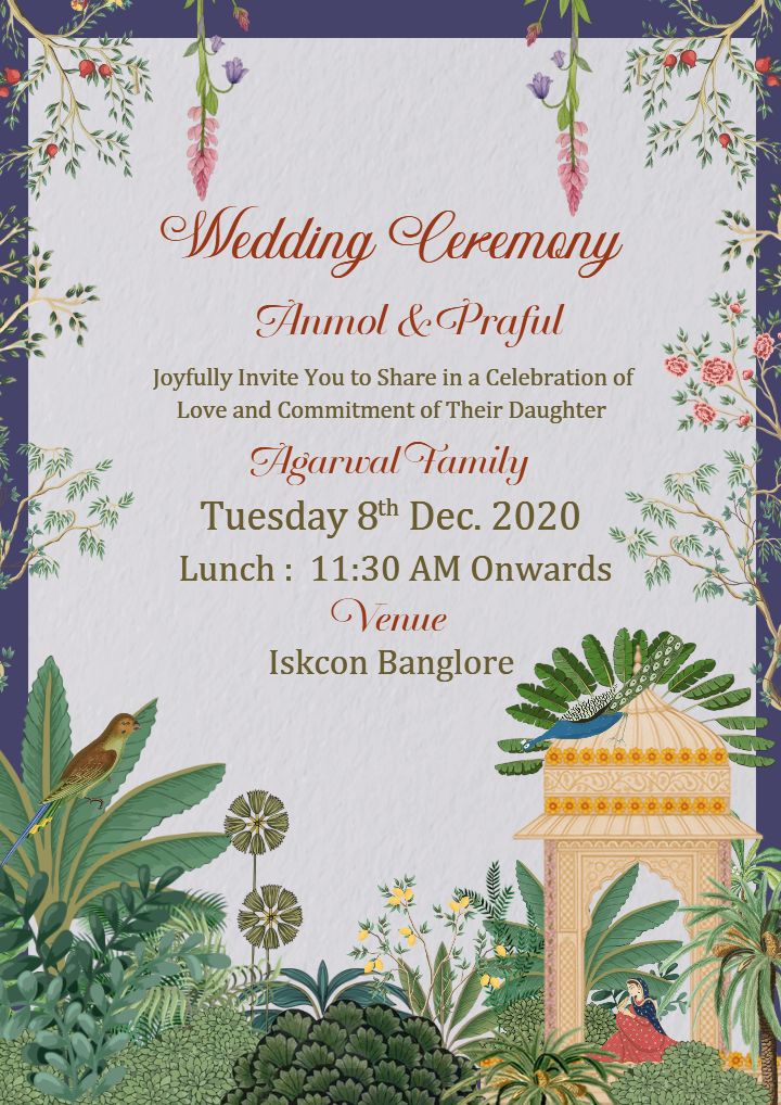 Handcrafted Garden Wedding Ceremony Invitation Card
