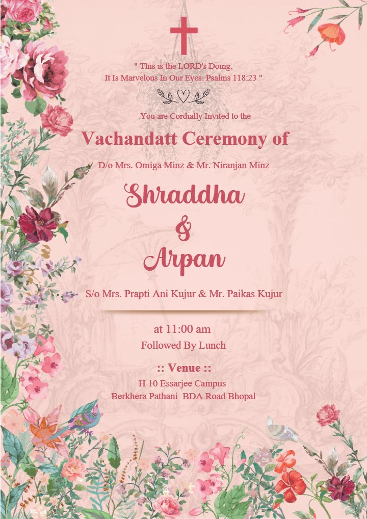 Christian Wedding Invitation Card Designs With Floral Style