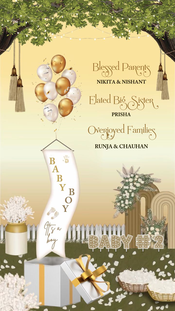 Baby Boy Announcement Video Template with Balloons