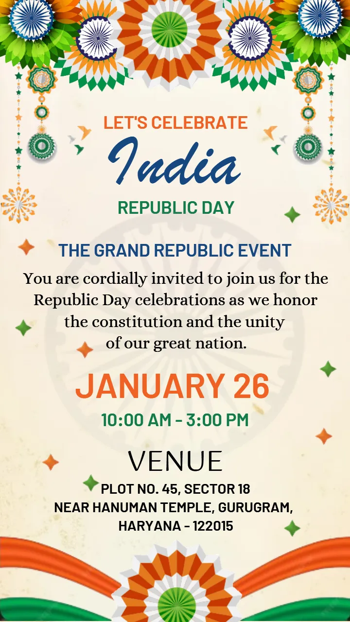 26 January Republic Day Invitation Card for Office Ceremony