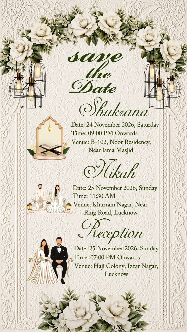 Muslim Wedding Invitation Video in Royal Islamic Design