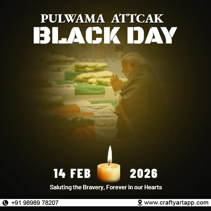 Pulwama Attack Black Day Branding Post In English