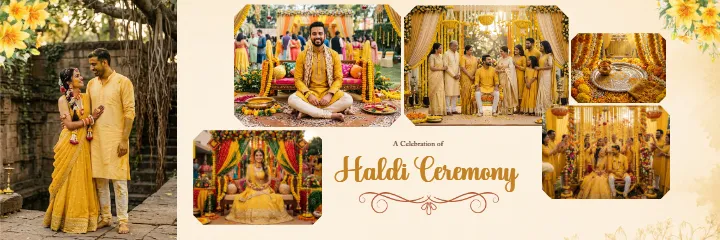 Wedding Album PSD Haldi Ceremony Yellow Theme Design