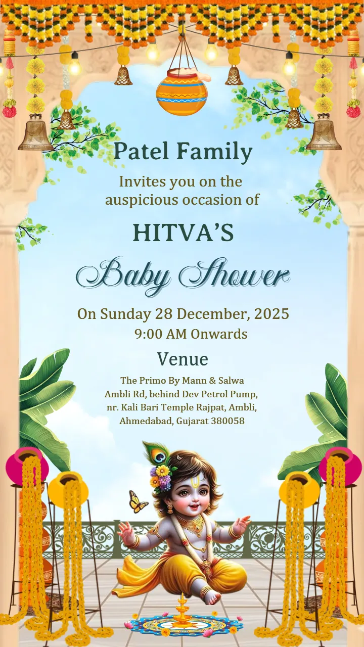 baby shower invitation cards Krishna themed templates