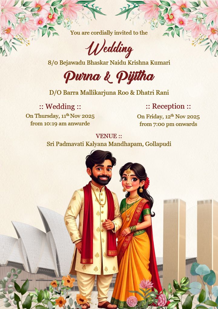 Digital Wedding Invitation With Beautiful Floral Theme