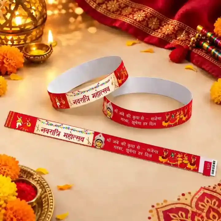 Navratri Paper Wristband Design for Printed Event Passes