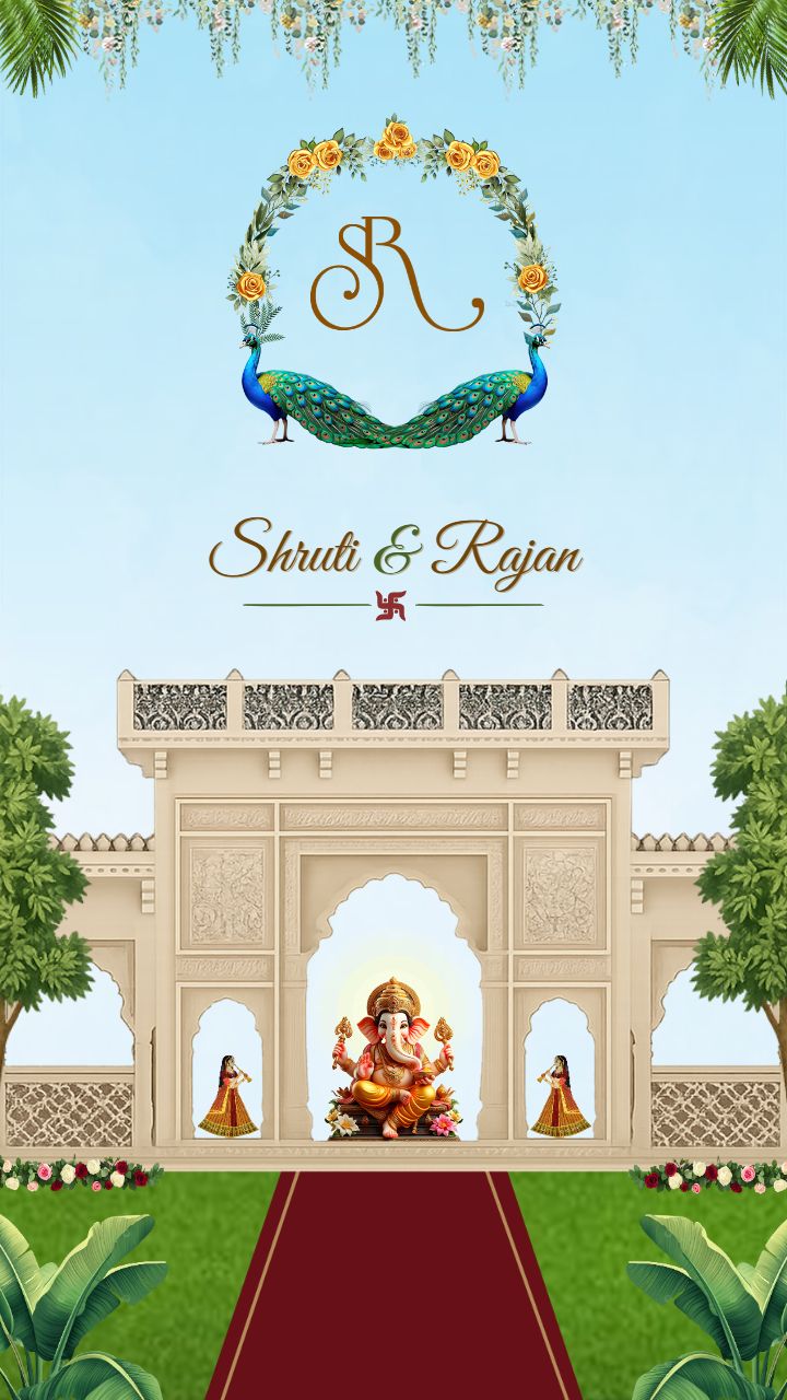 Blessing with Ganesha to Wedding invitation for Couples