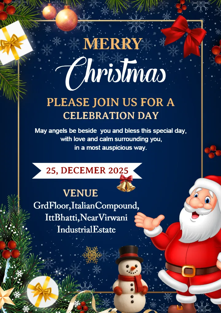 Merry Christmas Invitation Card for Celebration and Party