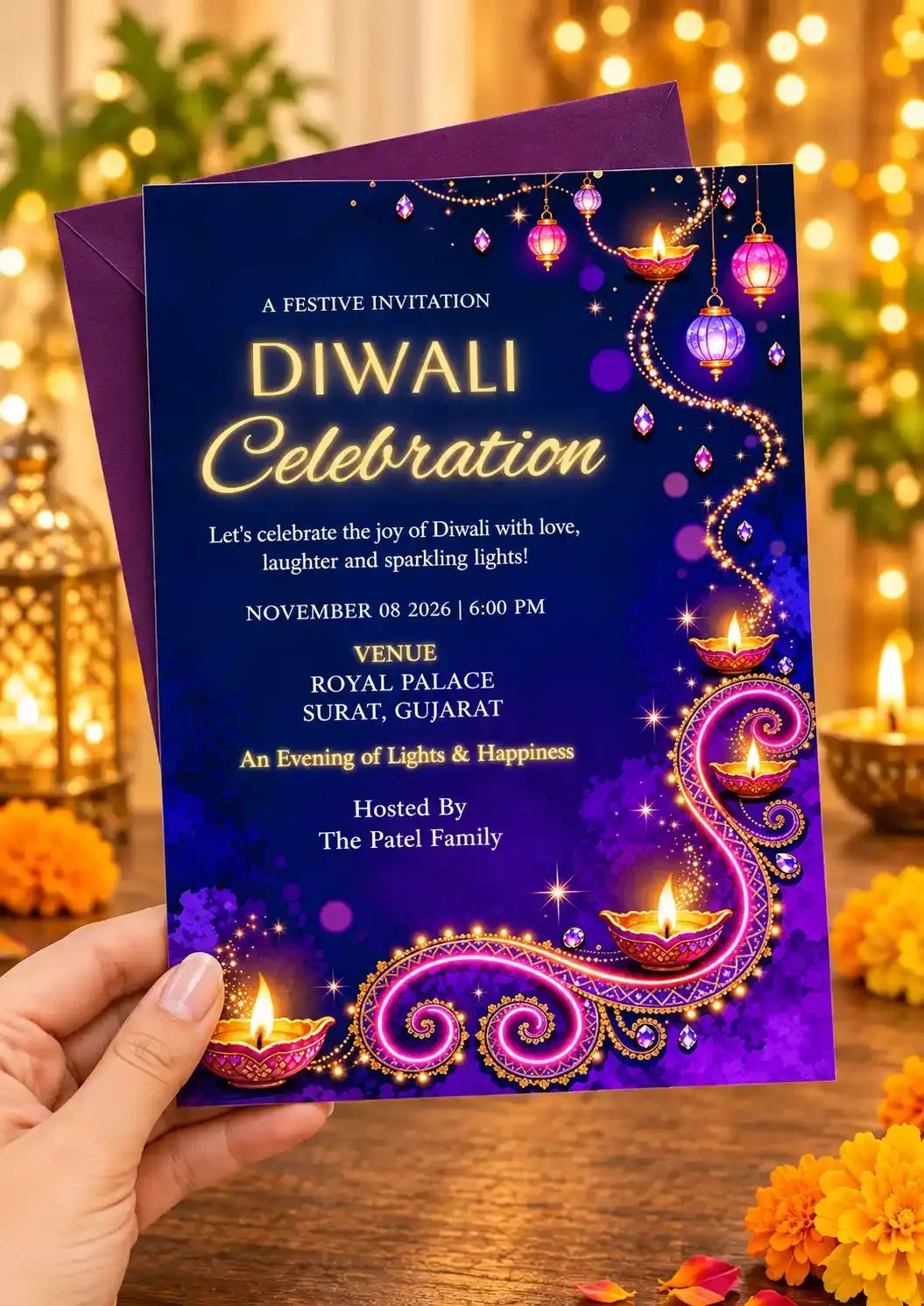 Diwali Invitation Card Design Online for Festival Events