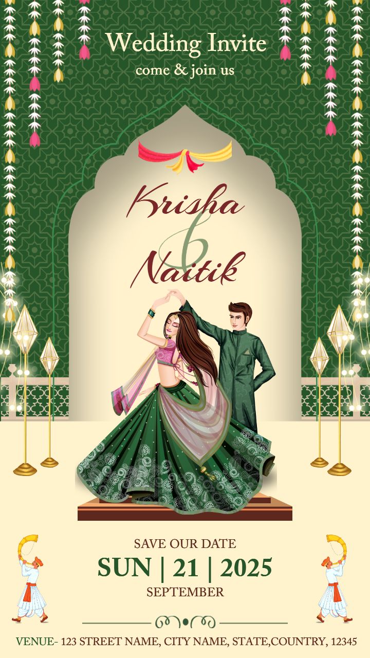 Dancing Couple Marriage Invitation Card Design