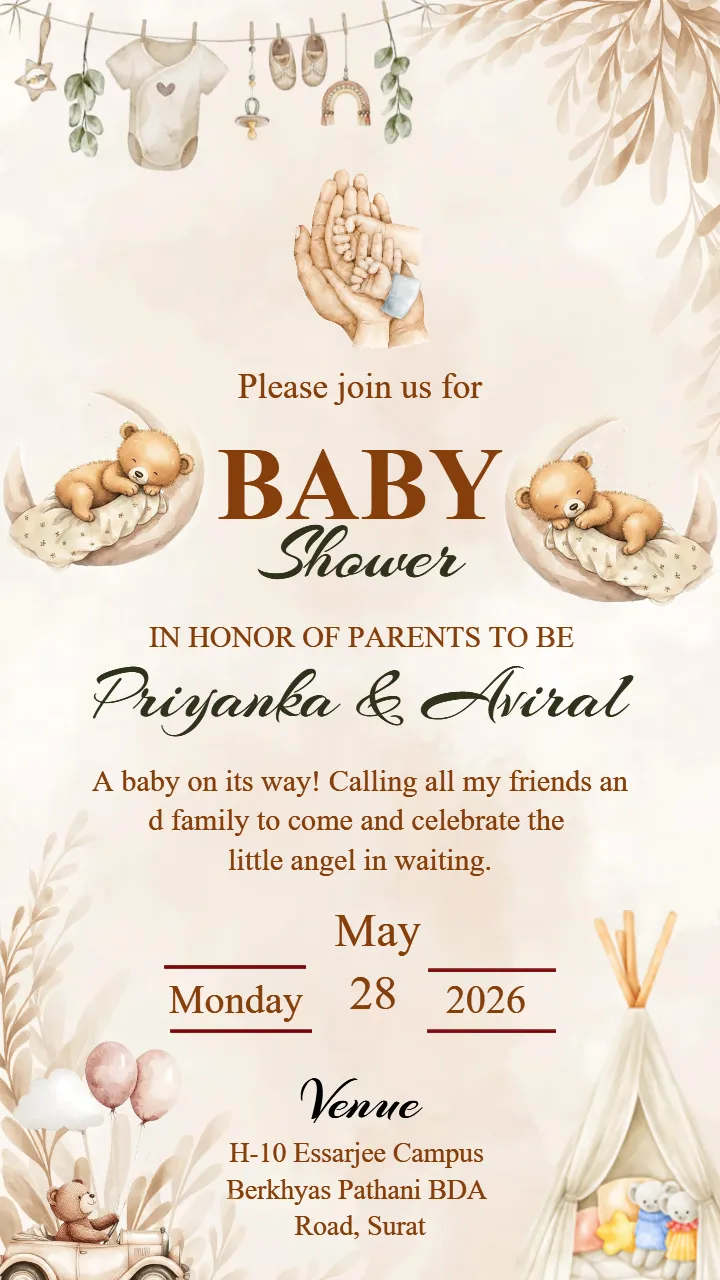 Custom Baby Shower Invitation Card for Family Celebration