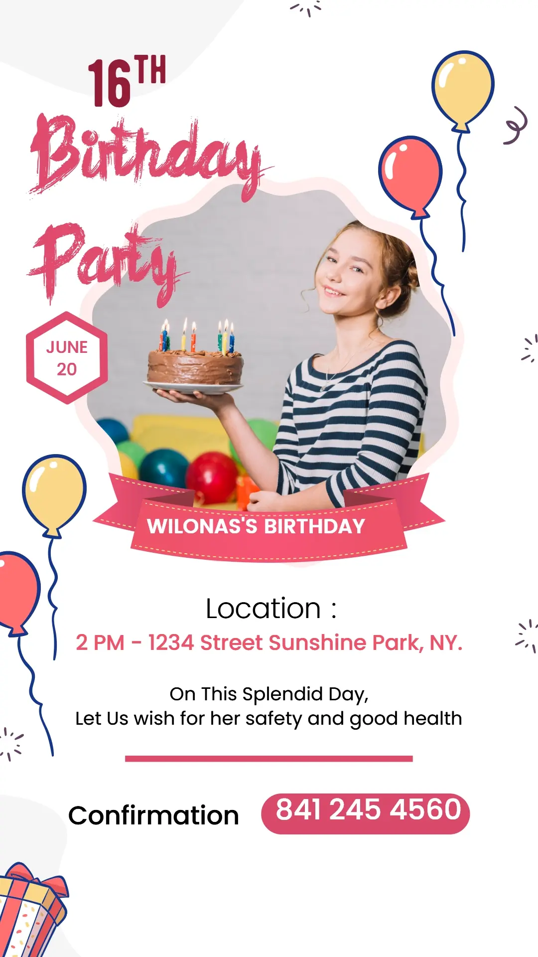 16th Birthday Party Invitation Instagram Story Template