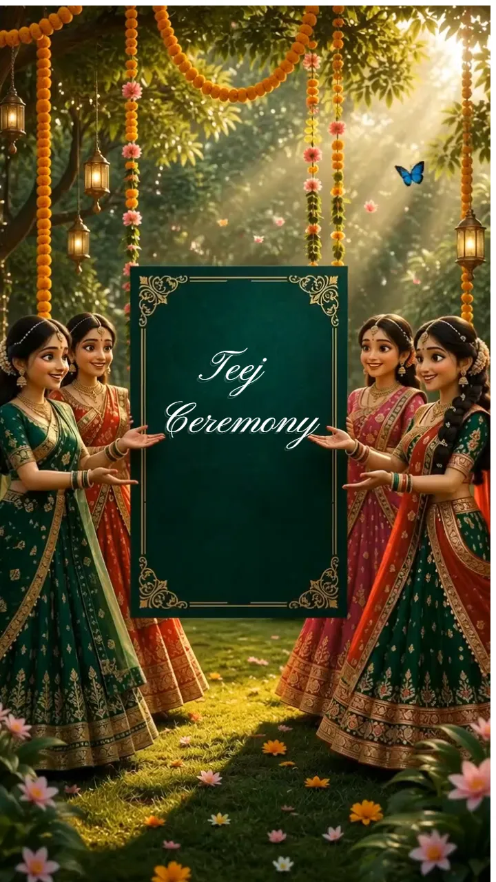 3D Teej Invitation Video Template Design