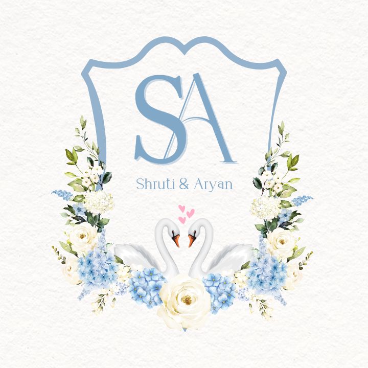 Beautiful Floral Wedding Logo Maker With Swan Art