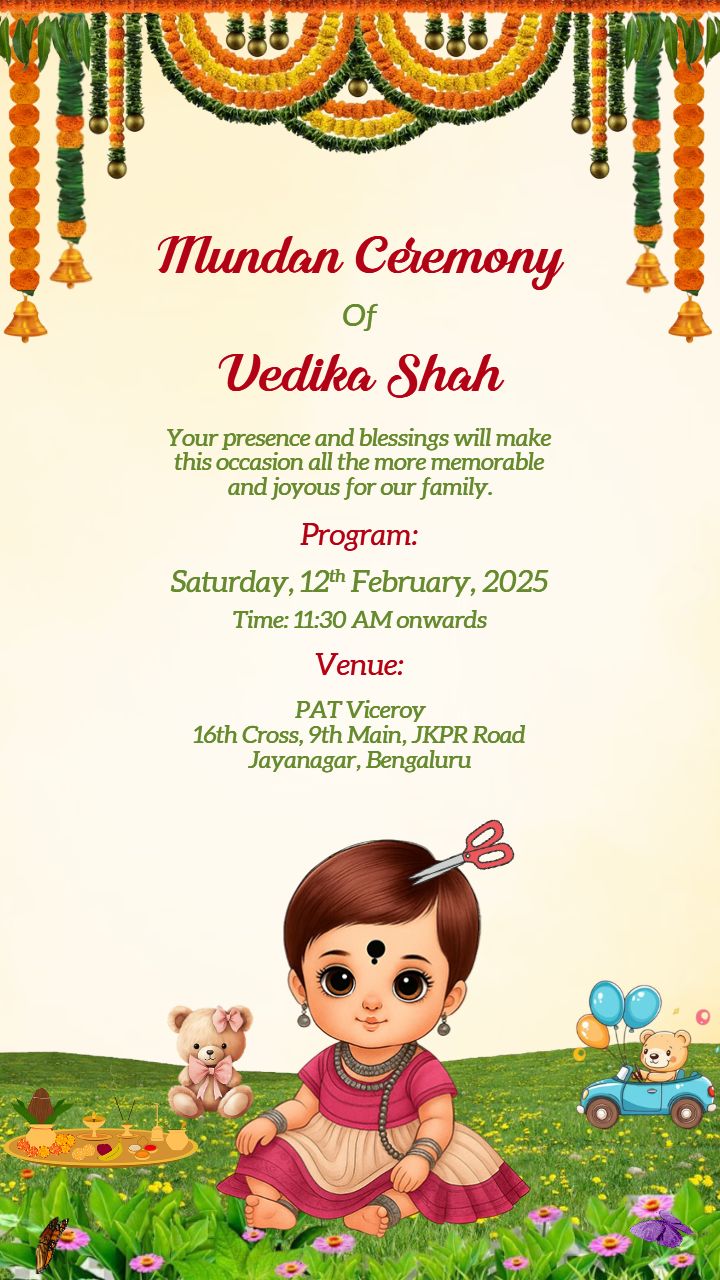 Mundan Party Invitation Video Template for Kids